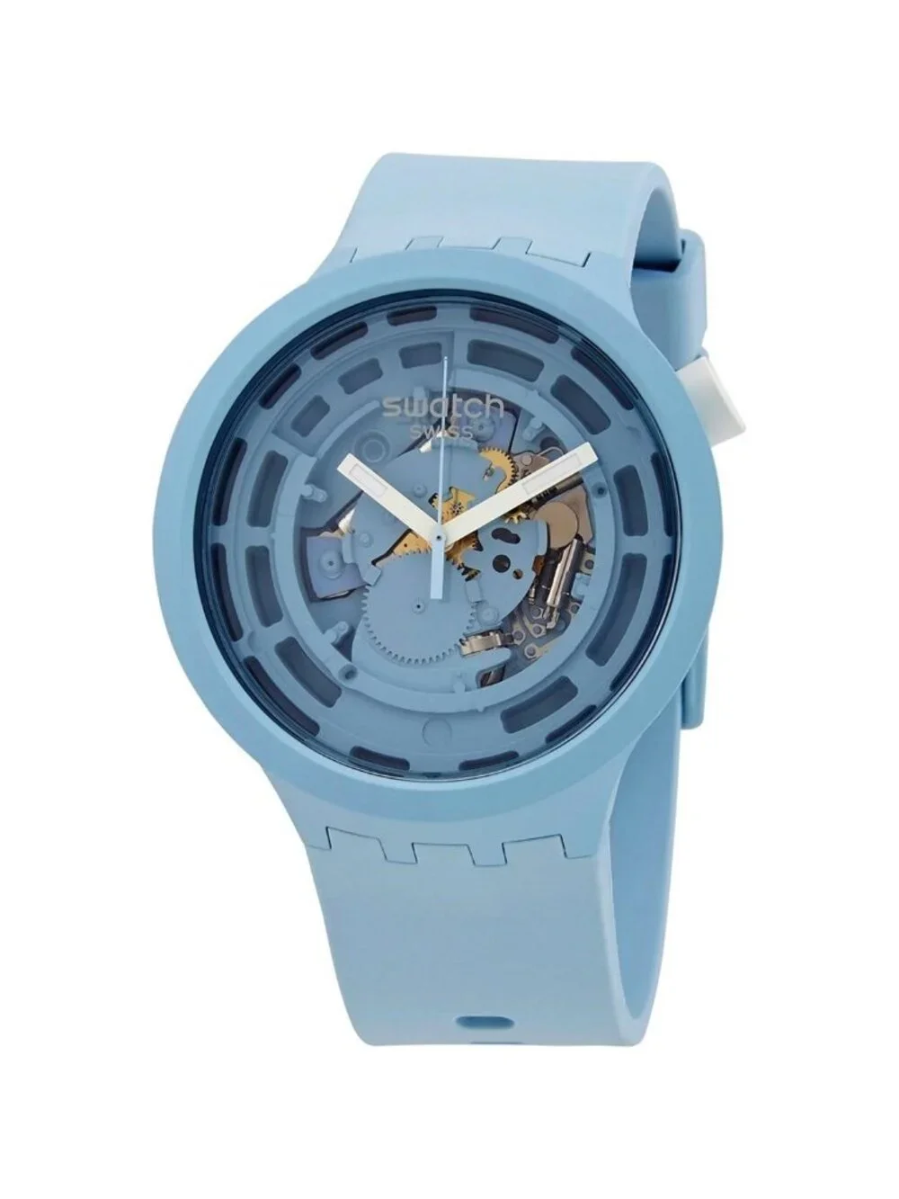 NWT Swatch C- Blue Quartz Transparent Dial Unisex Watch